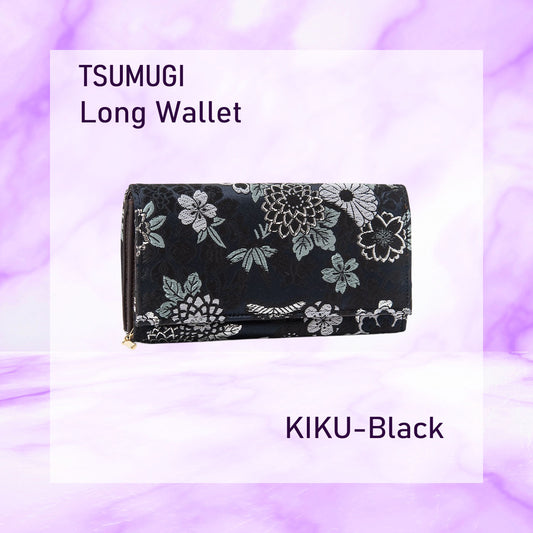 TSUMUGI Long Wallet - KIKU-Black